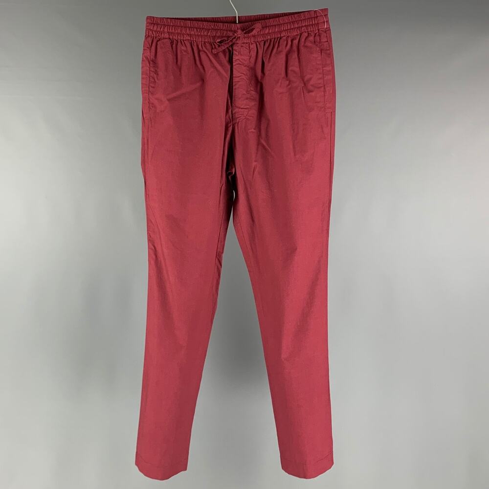 TOMAS MAIER Size M Burgundy Solid Cotton Elastic Waistband Casual Pants